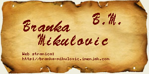 Branka Mikulović vizit kartica